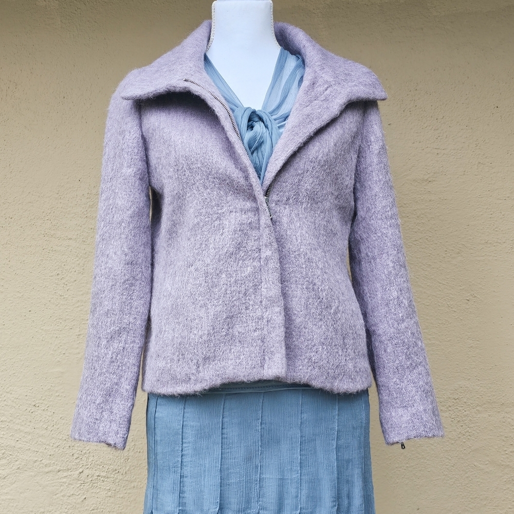 Talbots Lavender Coat Size 2P Petite Alpaca Wool Mohair Blend